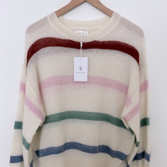 New ANINE BING Lydia Stripe Wool Sweater - Picture 5 of 14
